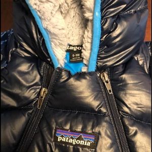 Patagonia Navy baby bunting snow suit